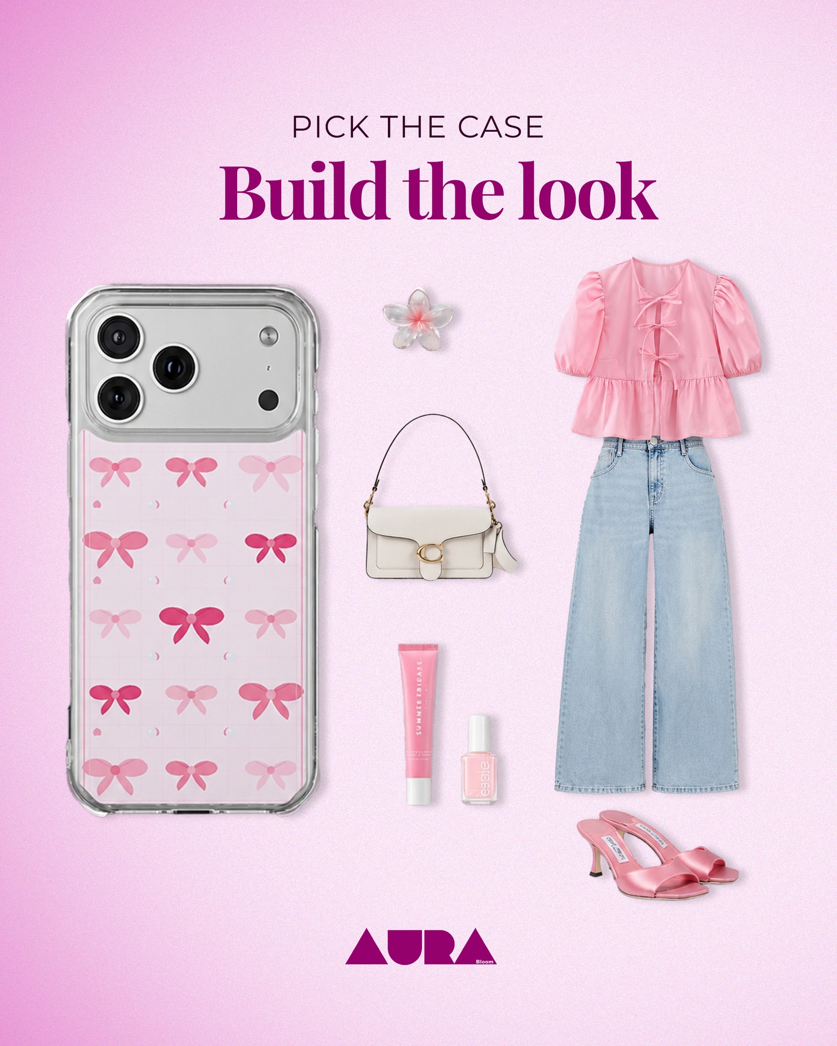 Pick the case. Set the vibe. 🎀✨ #AuraCases #PhoneCases #PhoneStyle #AuraBloom #caseoftheday